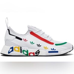 adidas NMD R1 Spectoo White Multicolor Trefoil Streetwear Tennis Shoe Size 6